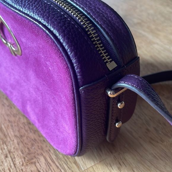 Kate Spade Baja Rose Purple Leather & Suede Camera Crossbody Bag - Picture 7 of 10